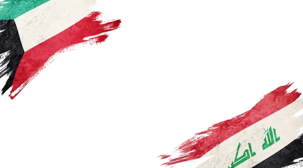 Bandeiras do Kuwait e do Iraque em fundo branco — Fotografia de Stock